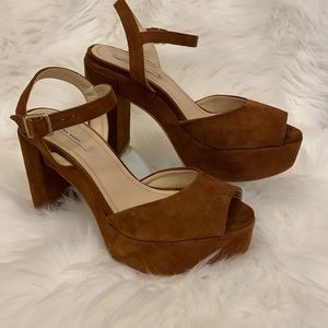 Zara brown chunky platform heels